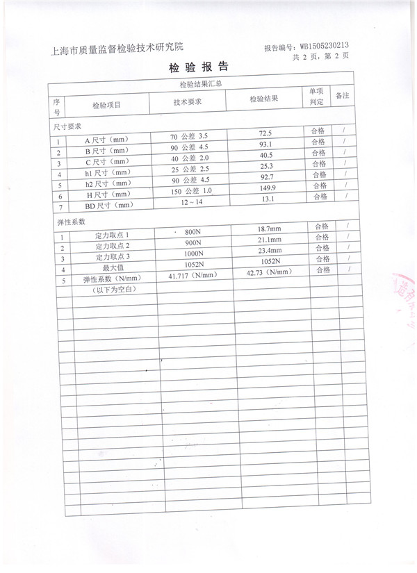上海淞江ZTY型風機吊式彈簧減震器檢驗報告