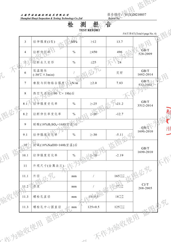 【核電水電資質(zhì)】可曲撓橡膠接頭物料性能試驗(yàn)檢測(cè)報(bào)告